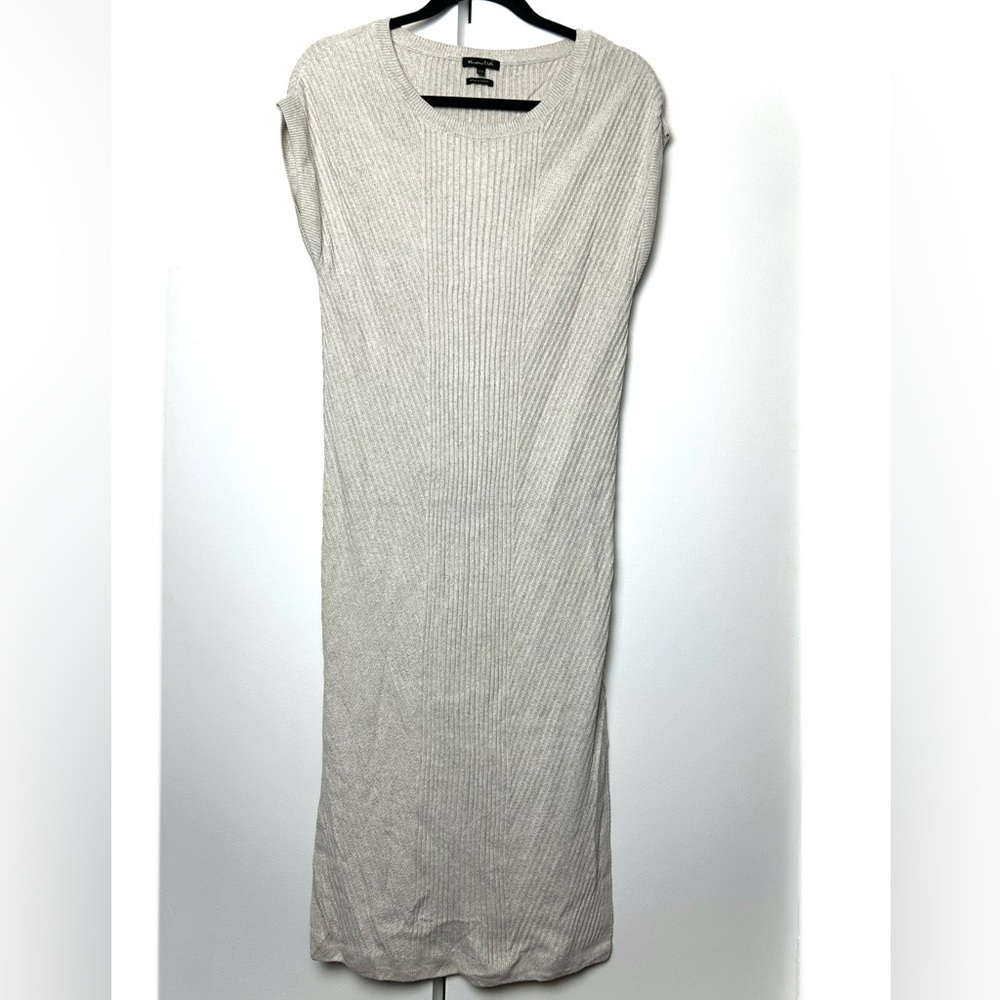 Massimo Dutti Sleeveless Knit Sweater Dress in Cream